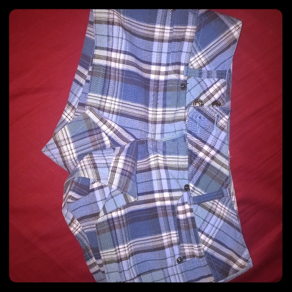 White and blue plaid shorts
